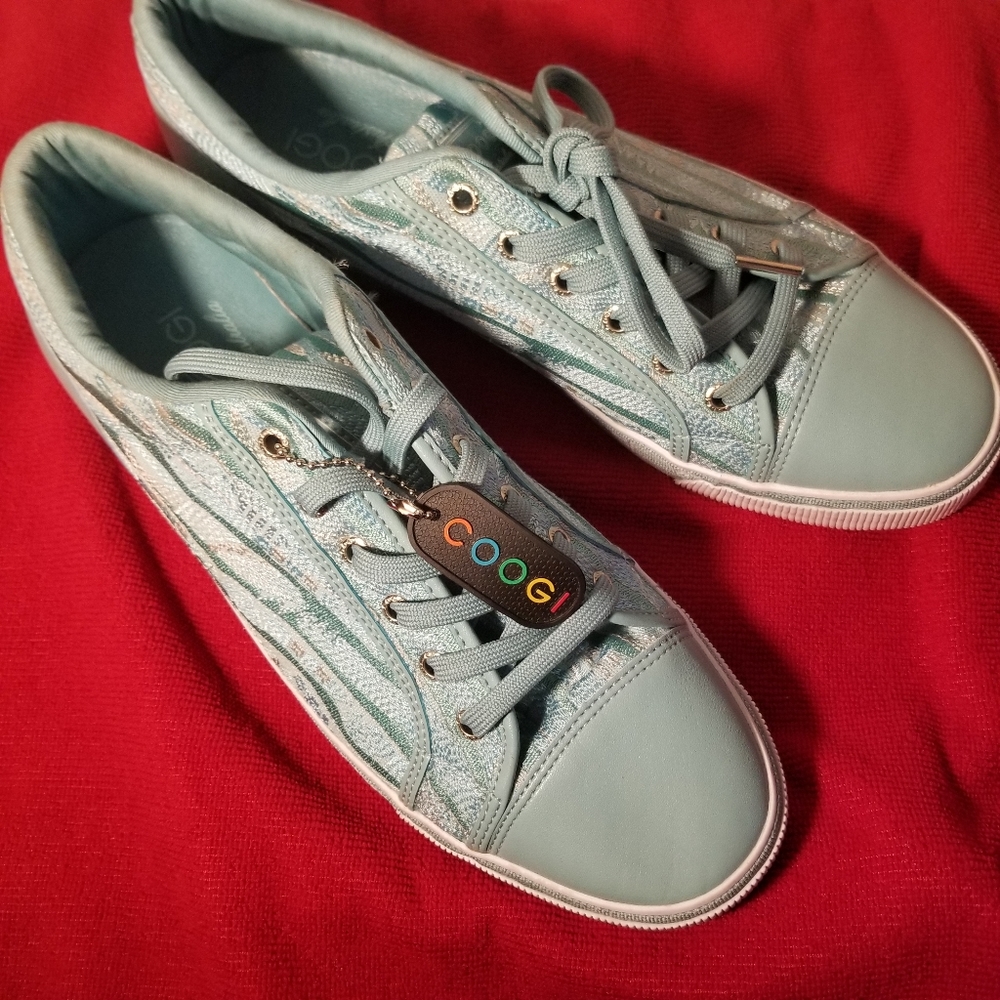 COOGI CWF017 sky blue knit casual sneakers - Picture 3 of 8